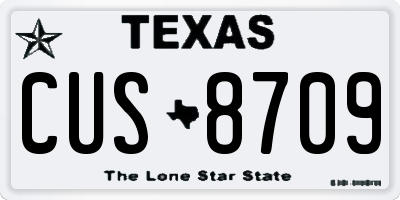 TX license plate CUS8709