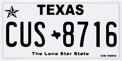 TX license plate CUS8716