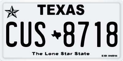 TX license plate CUS8718