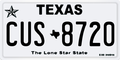 TX license plate CUS8720