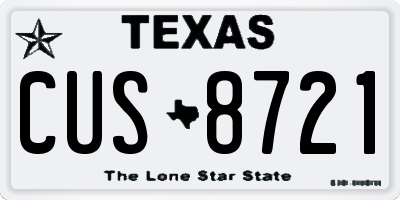 TX license plate CUS8721
