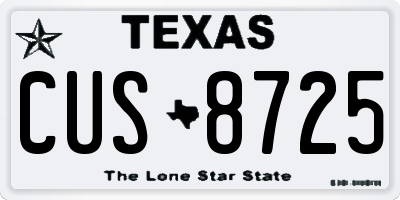 TX license plate CUS8725
