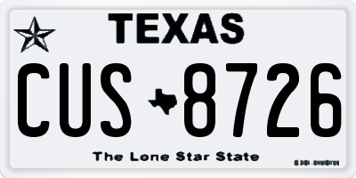 TX license plate CUS8726