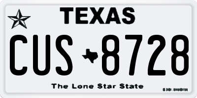 TX license plate CUS8728