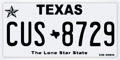 TX license plate CUS8729