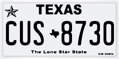 TX license plate CUS8730