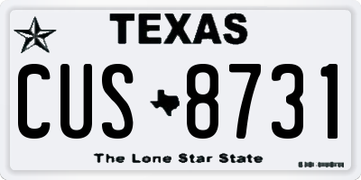 TX license plate CUS8731