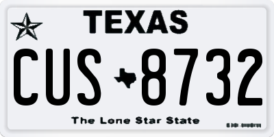 TX license plate CUS8732