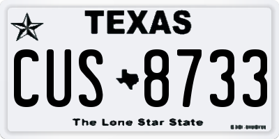 TX license plate CUS8733