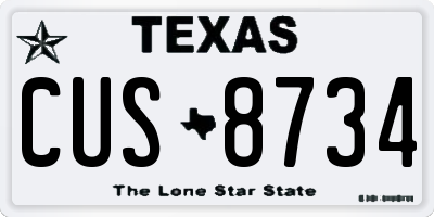 TX license plate CUS8734