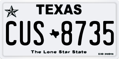 TX license plate CUS8735