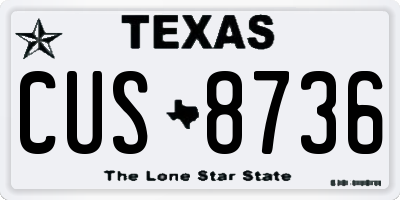 TX license plate CUS8736