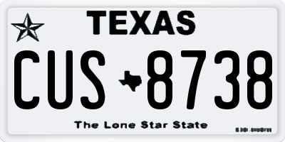 TX license plate CUS8738