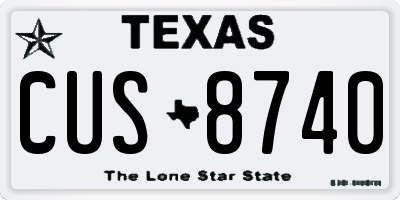 TX license plate CUS8740