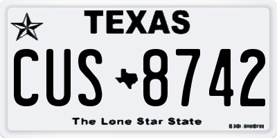 TX license plate CUS8742