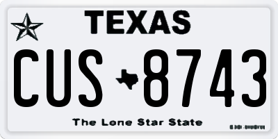 TX license plate CUS8743