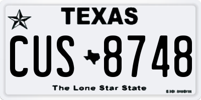 TX license plate CUS8748