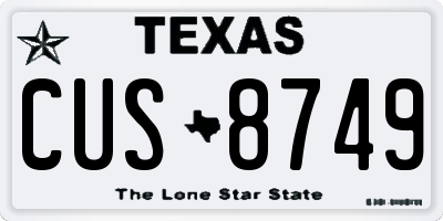 TX license plate CUS8749