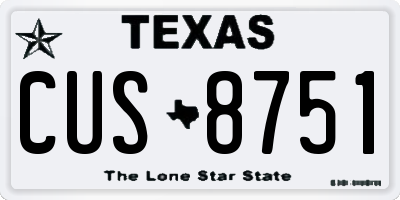 TX license plate CUS8751
