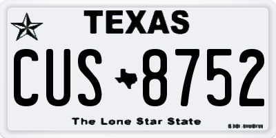 TX license plate CUS8752