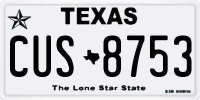 TX license plate CUS8753