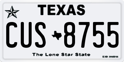 TX license plate CUS8755