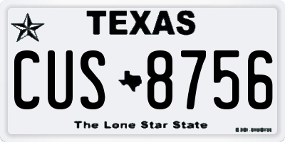 TX license plate CUS8756