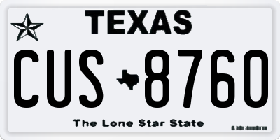 TX license plate CUS8760