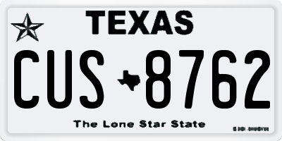TX license plate CUS8762