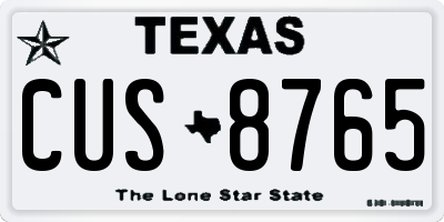 TX license plate CUS8765