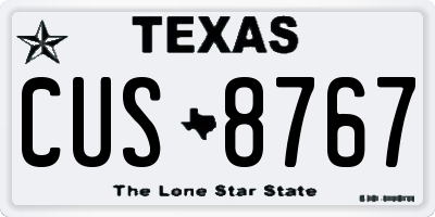 TX license plate CUS8767