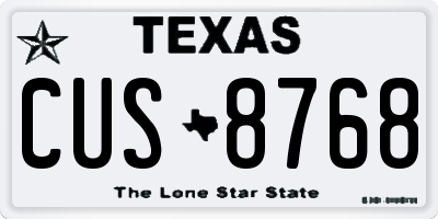 TX license plate CUS8768