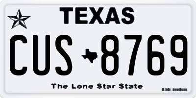 TX license plate CUS8769