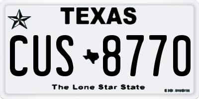 TX license plate CUS8770