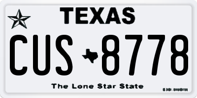 TX license plate CUS8778