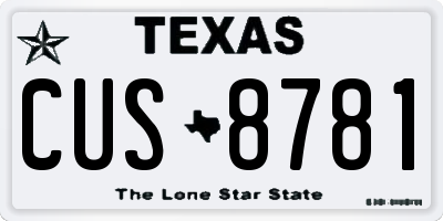TX license plate CUS8781