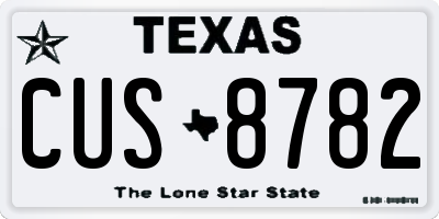 TX license plate CUS8782