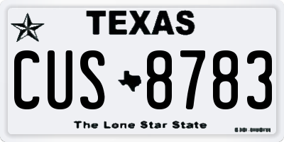 TX license plate CUS8783