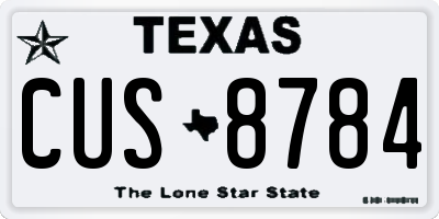 TX license plate CUS8784