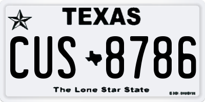 TX license plate CUS8786