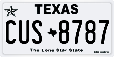 TX license plate CUS8787
