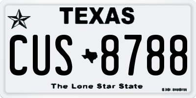 TX license plate CUS8788