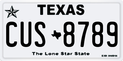 TX license plate CUS8789
