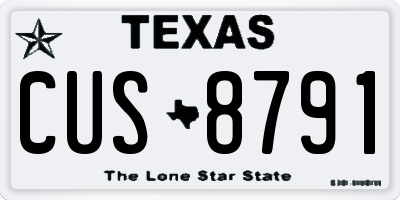 TX license plate CUS8791