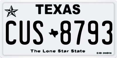TX license plate CUS8793