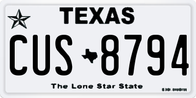 TX license plate CUS8794