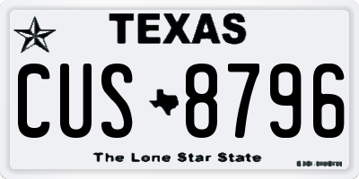TX license plate CUS8796