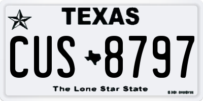 TX license plate CUS8797