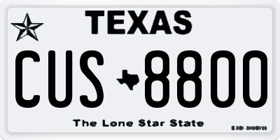 TX license plate CUS8800