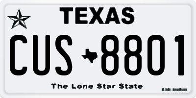 TX license plate CUS8801